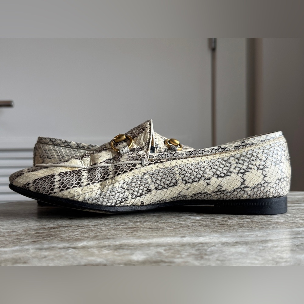 GUCCI JORDAAN SNAKESKIN HORSEBIT LOAFER SLIPPER MOCCASIN $4000 38.5 / 8.5 White - Picture 4 of 10